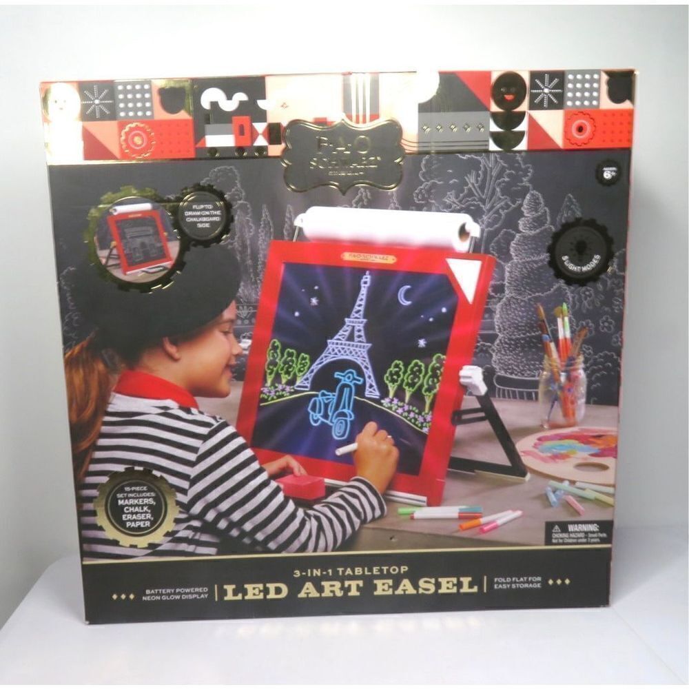 FAO Schwarz 3 N 1 Tabletop Art Easel Chalk Markers Paper Roll